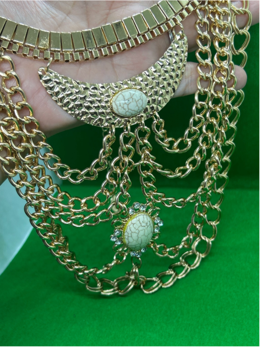 Women's Unbranded Gold Chain One Size White Stone Accent